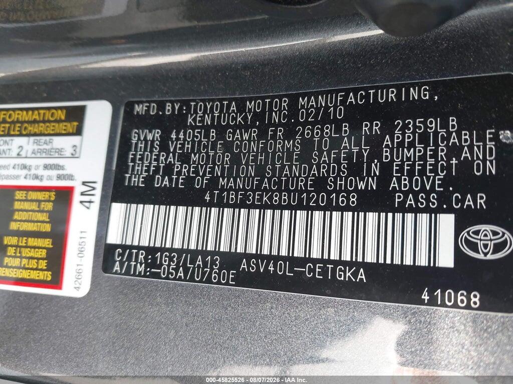 4T1BF3EK8BU120168 2011 TOYOTA CAMRY photo no. 9