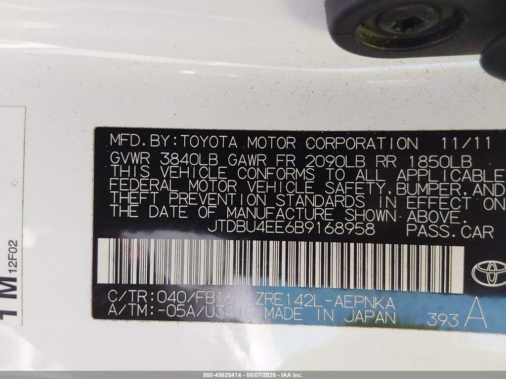 JTDBU4EE6B9168958 2011 TOYOTA COROLLA photo no. 9
