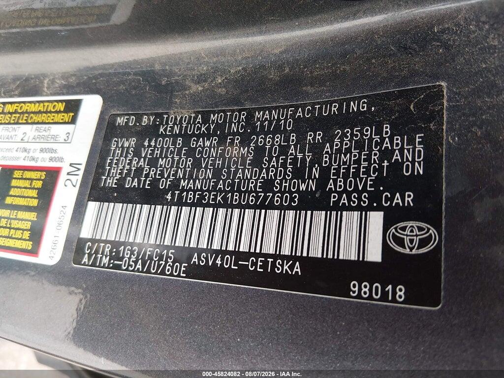 4T1BF3EK1BU677603 2011 TOYOTA CAMRY photo no. 9
