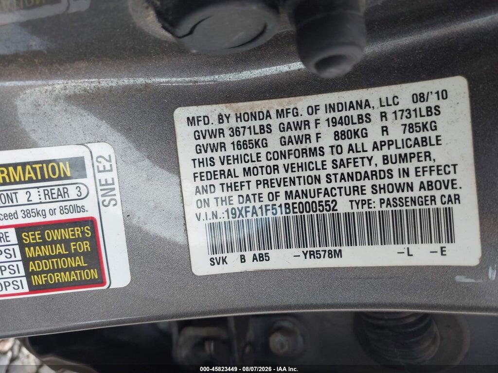 19XFA1F51BE000552 2011 HONDA CIVIC photo no. 9