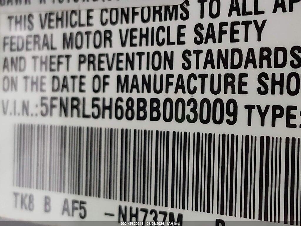 5FNRL5H68BB003009 2011 HONDA ODYSSEY photo no. 9