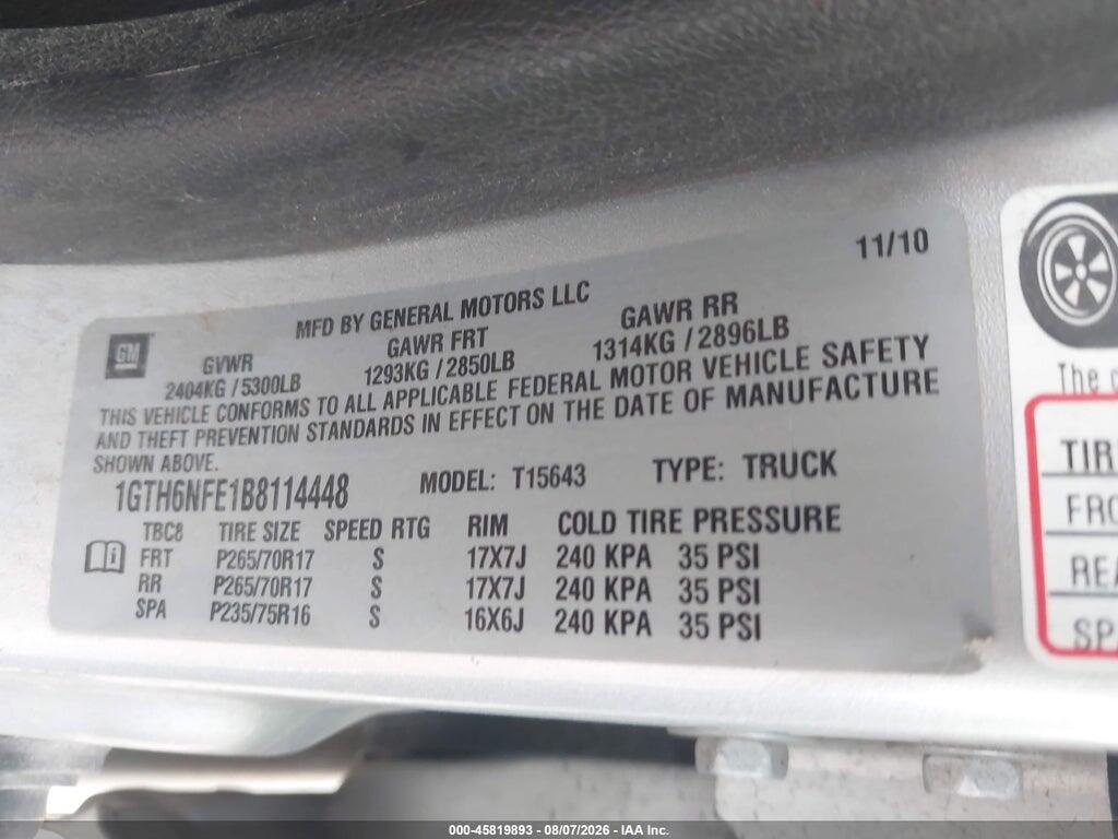 1GTH6NFE1B8114448 2011 GMC CANYON photo no. 9