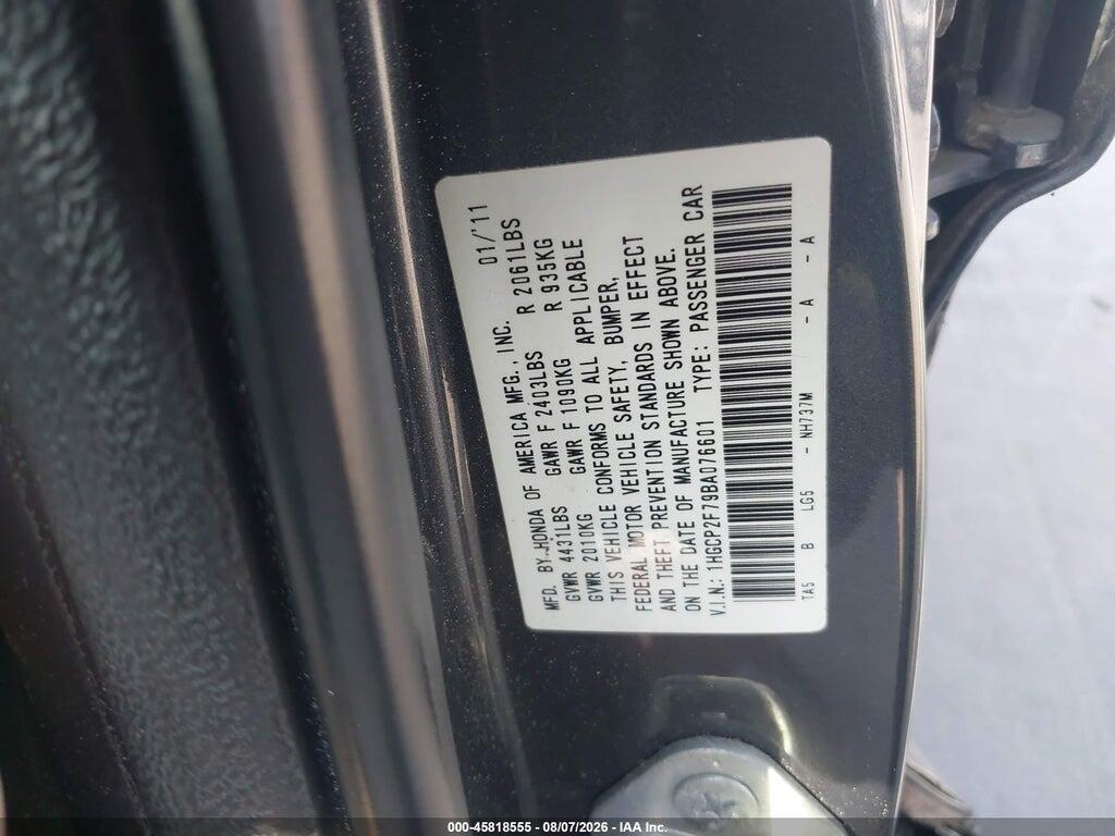 1HGCP2F79BA076601 2011 HONDA ACCORD photo no. 9