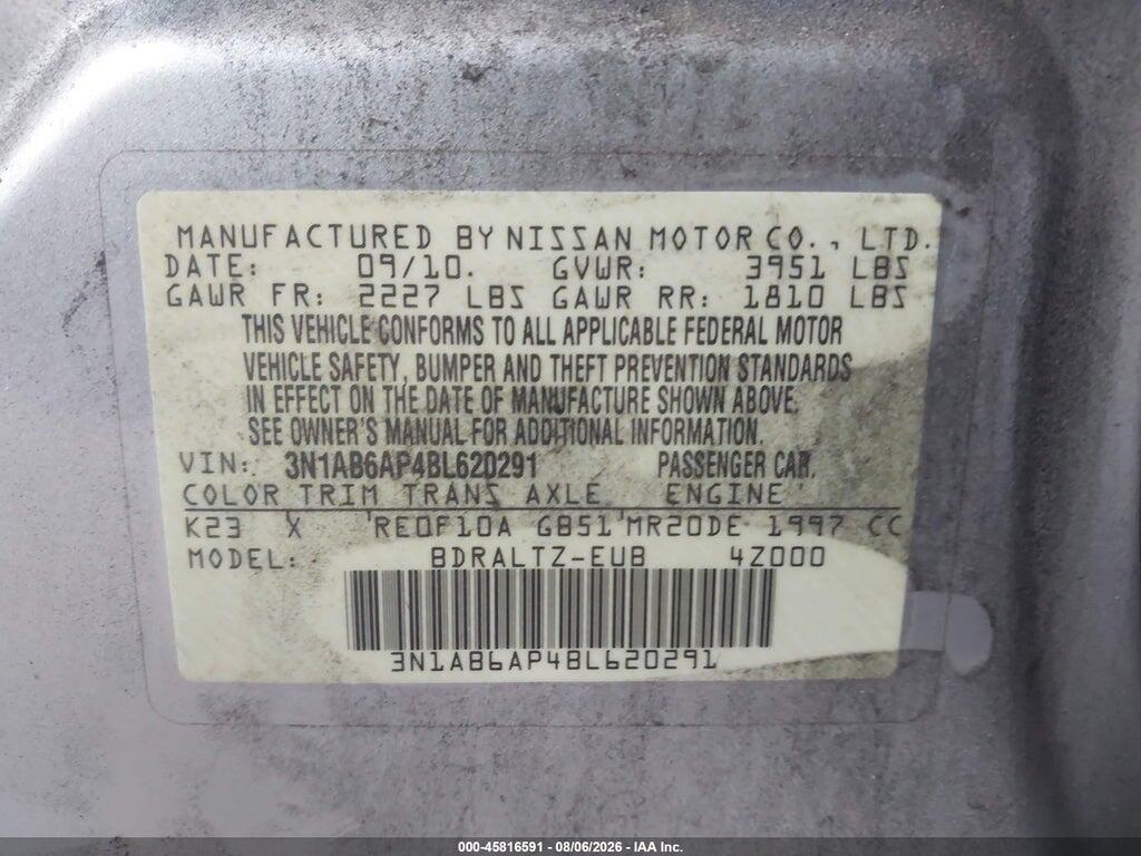 3N1AB6AP4BL620291 2011 NISSAN SENTRA photo no. 9