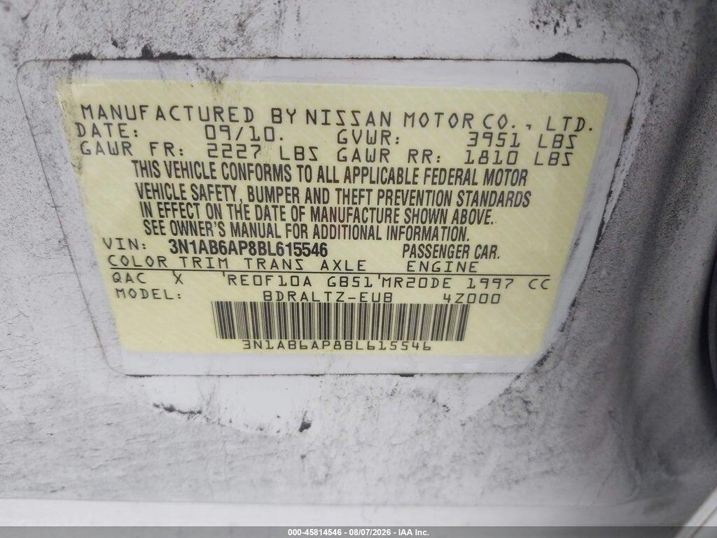 3N1AB6AP8BL615546 2011 NISSAN SENTRA photo no. 9