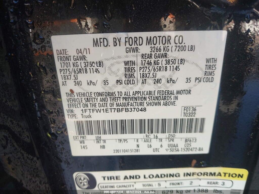 1FTFW1ET7BFB37048 2011 FORD F-150 photo no. 9