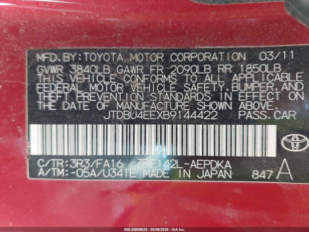JTDBU4EEXB9144422 2011 TOYOTA COROLLA photo no. 9