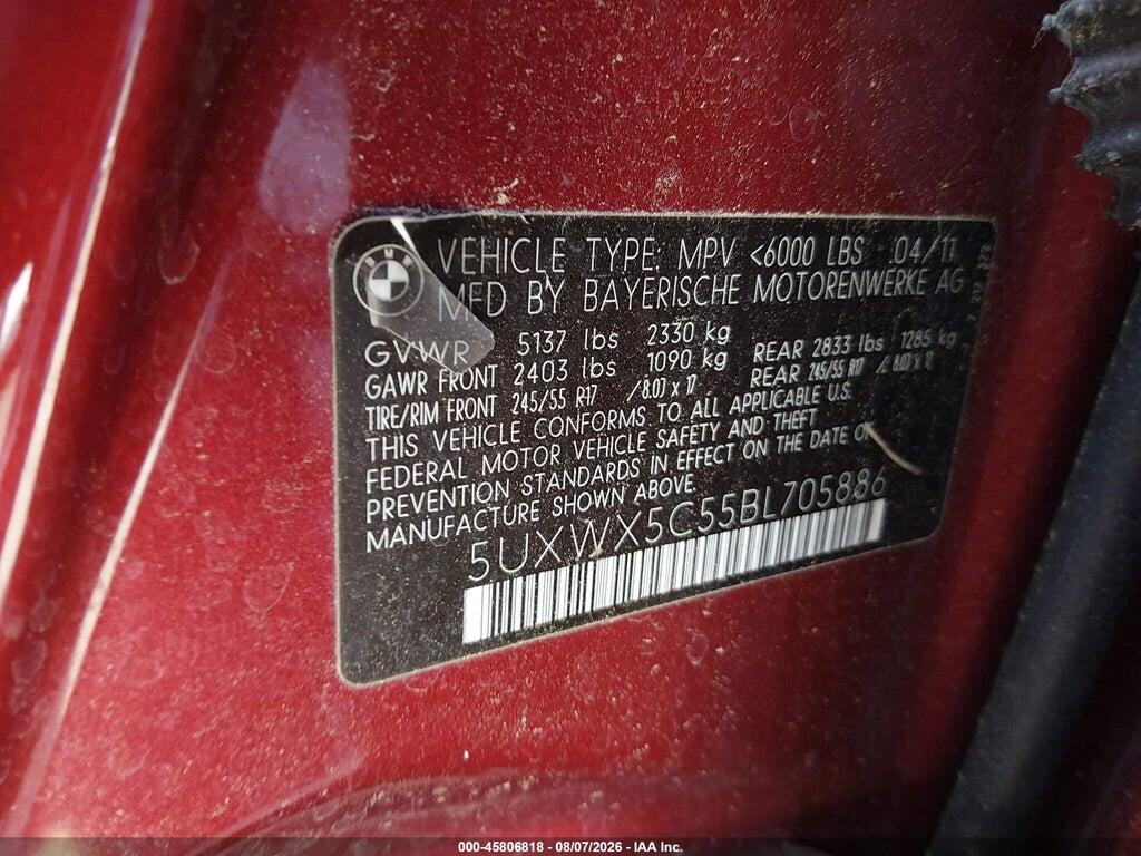 5UXWX5C55BL705886 2011 BMW X3 photo no. 9
