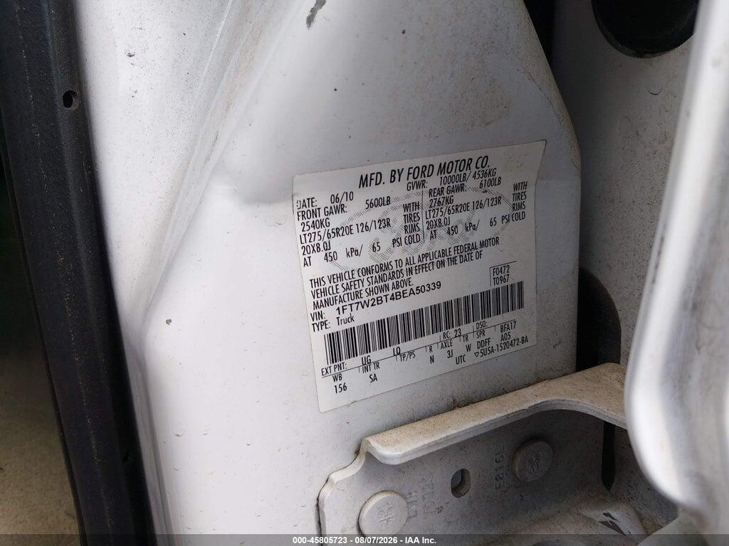 1FT7W2BT4BEA50339 2011 FORD F-250 photo no. 9