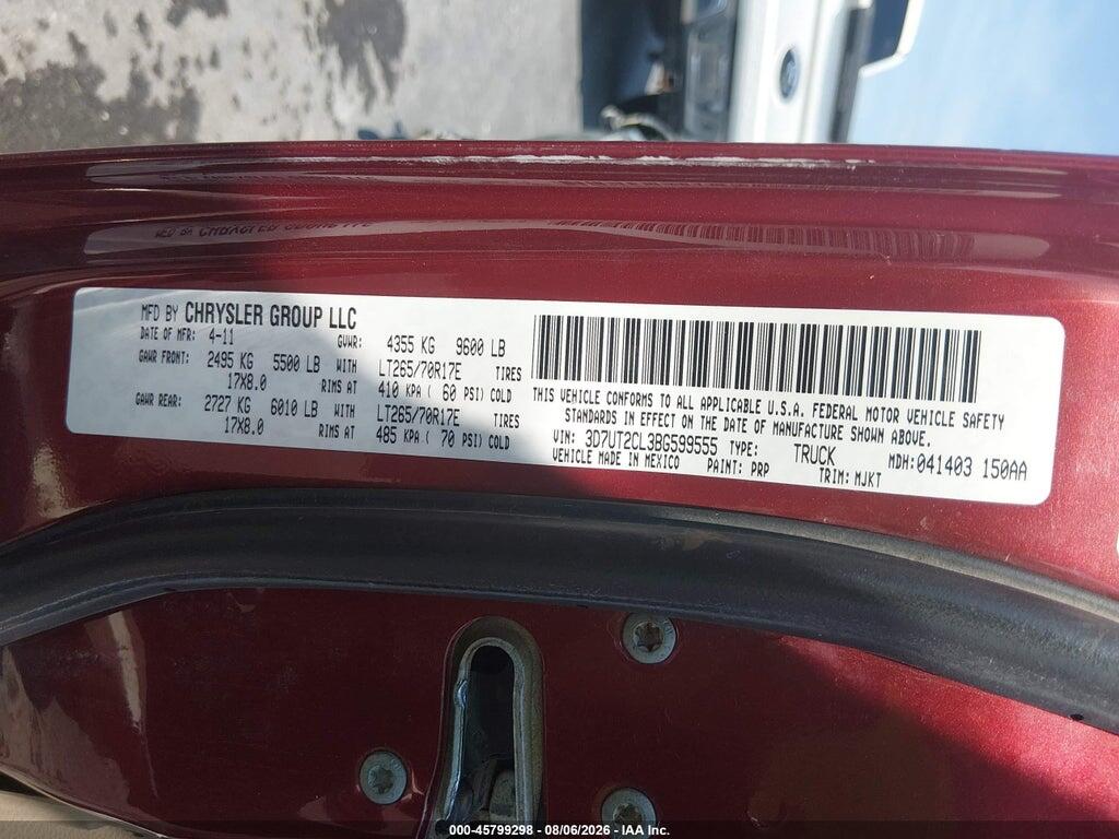 3D7UT2CL3BG599555 2011 RAM RAM 2500 photo no. 9