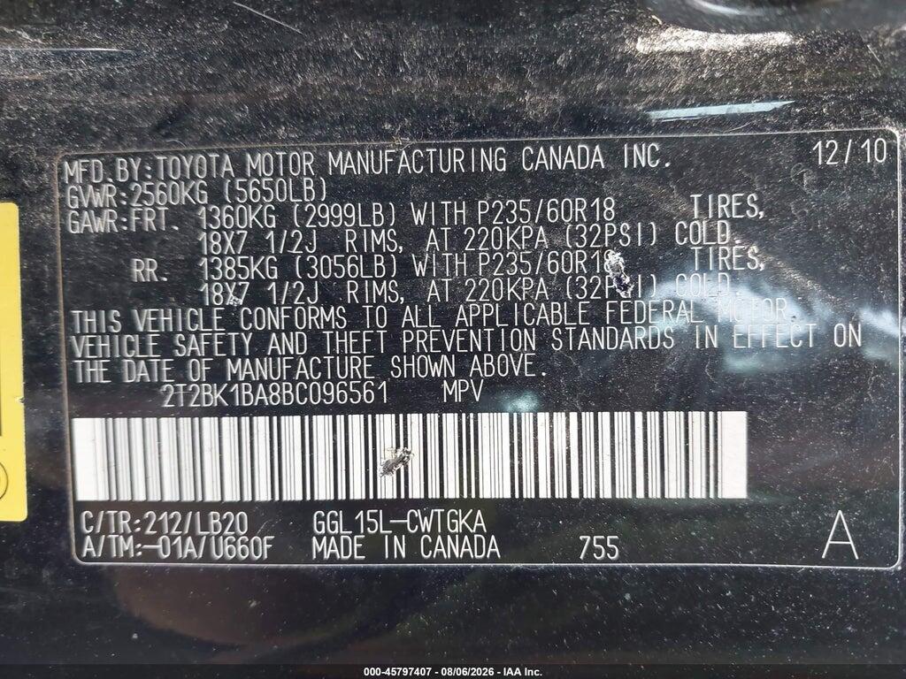 2T2BK1BA8BC096561 2011 LEXUS RX 350 photo no. 9