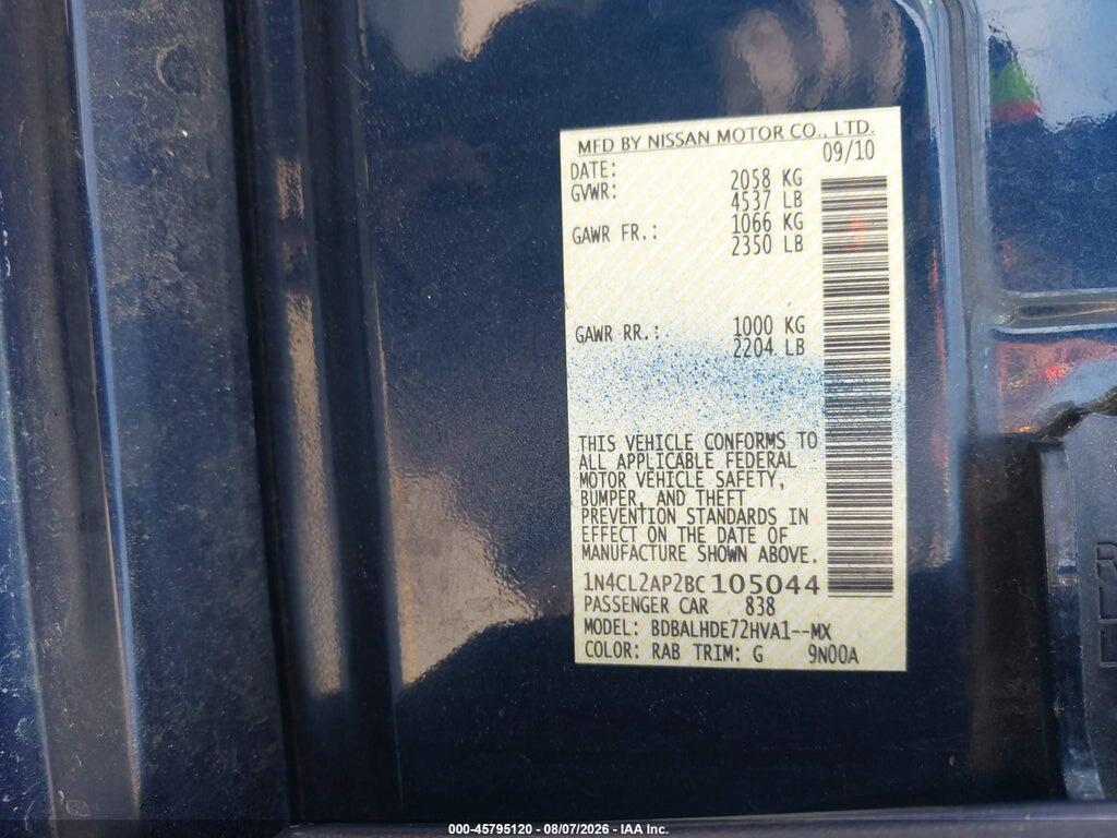 1N4CL2AP2BC105044 2011 NISSAN ALTIMA HYBRID photo no. 9