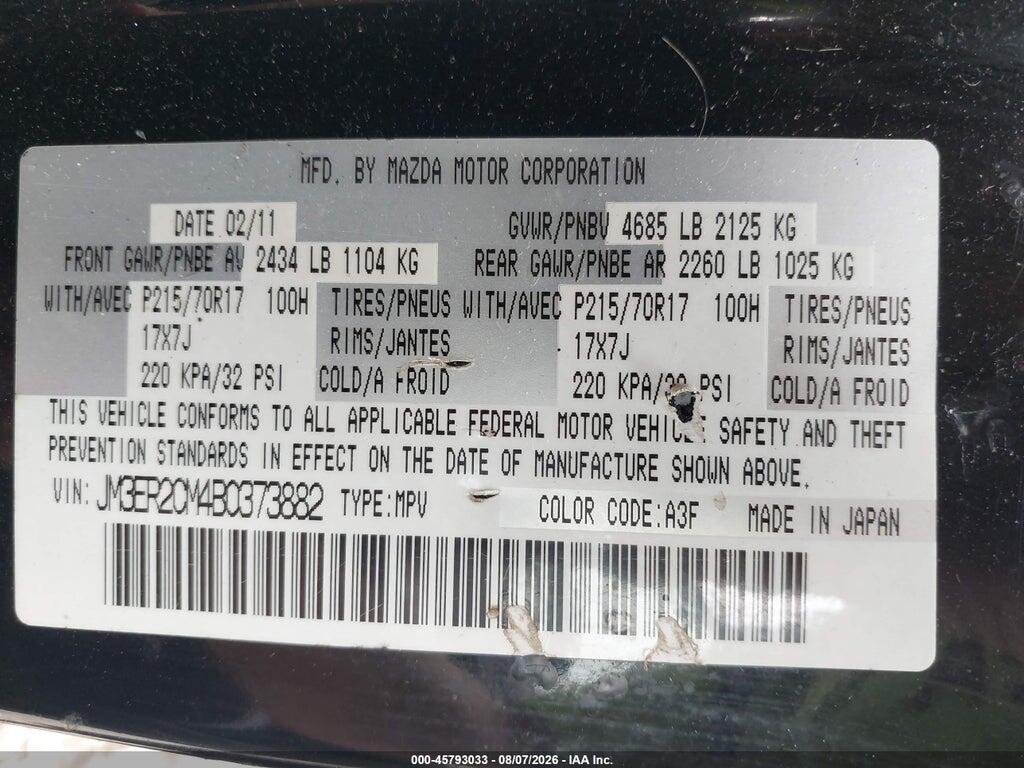 JM3ER2CM4B0373882 2011 MAZDA CX-7 photo no. 9