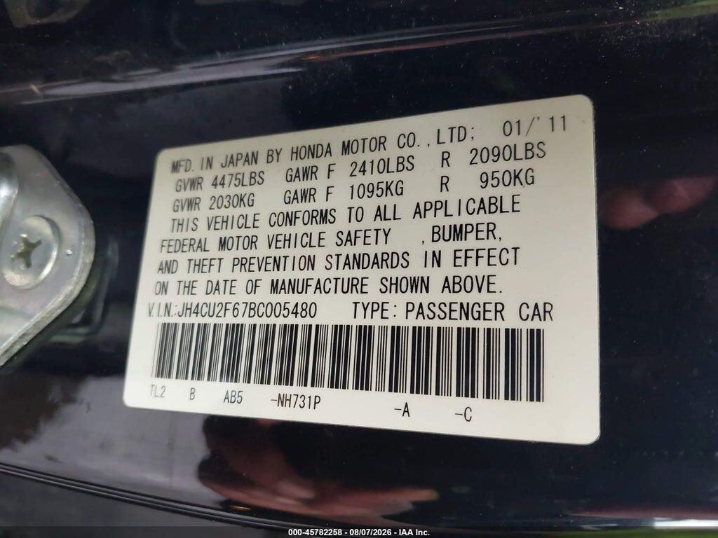 JH4CU2F67BC005480 2011 ACURA TSX photo no. 9