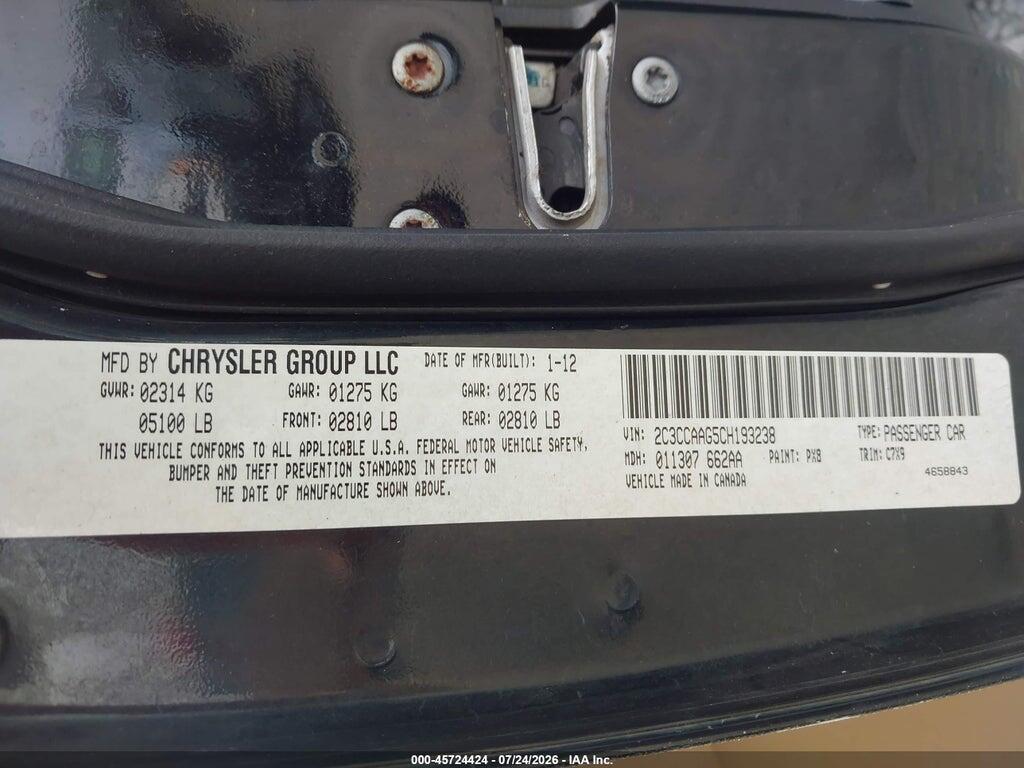 2C3CCAAG5CH193238 2012 CHRYSLER 300 photo no. 9