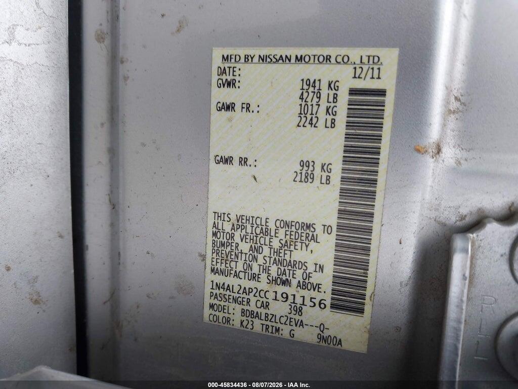 1N4AL2AP2CC191156 2012 NISSAN ALTIMA photo no. 9