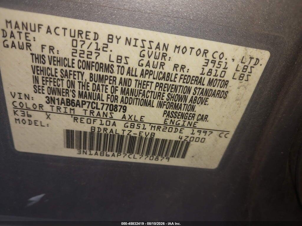 3N1AB6AP7CL770879 2012 NISSAN SENTRA photo no. 9