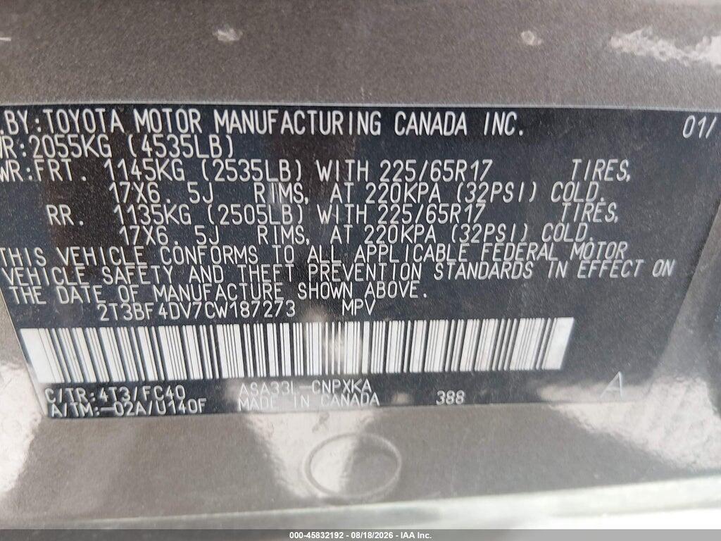 2T3BF4DV7CW187273 2012 TOYOTA RAV4 photo no. 9