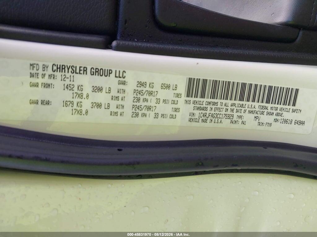 1C4RJFAG3CC175929 2012 JEEP GRAND CHEROKEE photo no. 9