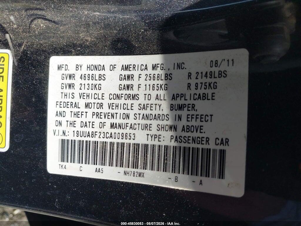 19UUA8F23CA009653 2012 ACURA TL photo no. 9