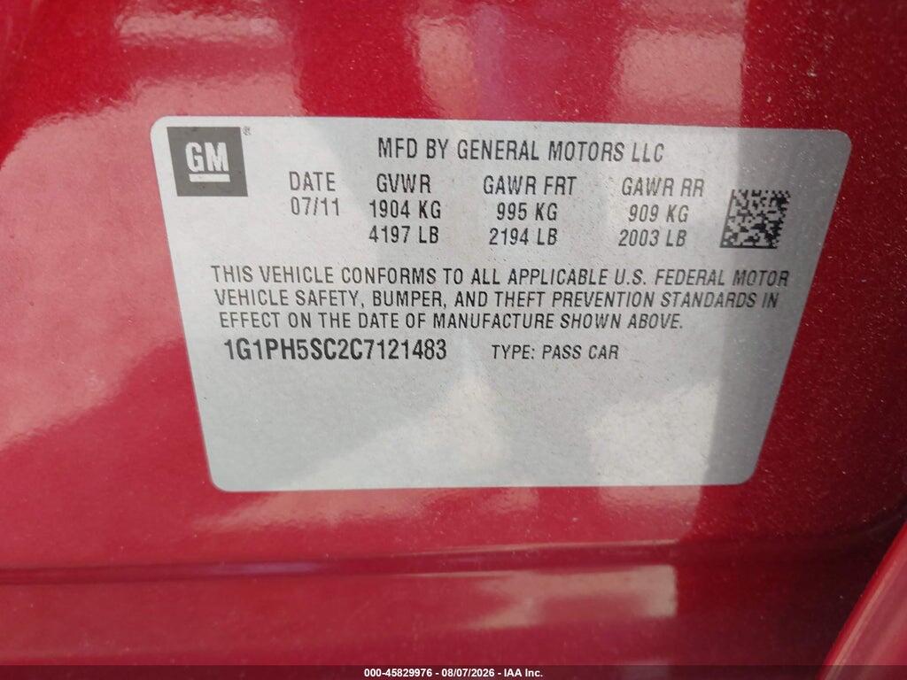 1G1PH5SC2C7121483 2012 CHEVROLET CRUZE photo no. 9
