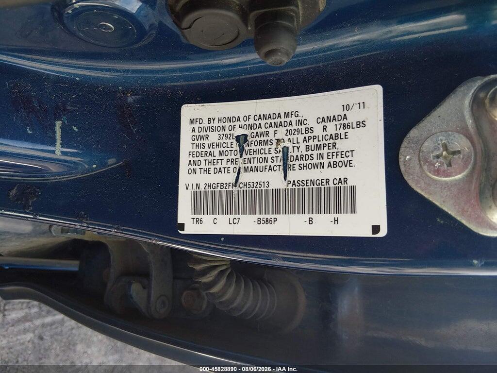 2HGFB2F84CH532513 2012 HONDA CIVIC photo no. 9