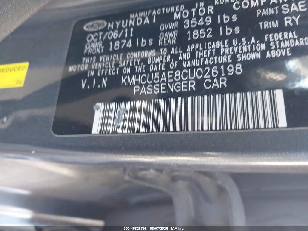 KMHCU5AE8CU026198 2012 HYUNDAI ACCENT photo no. 9