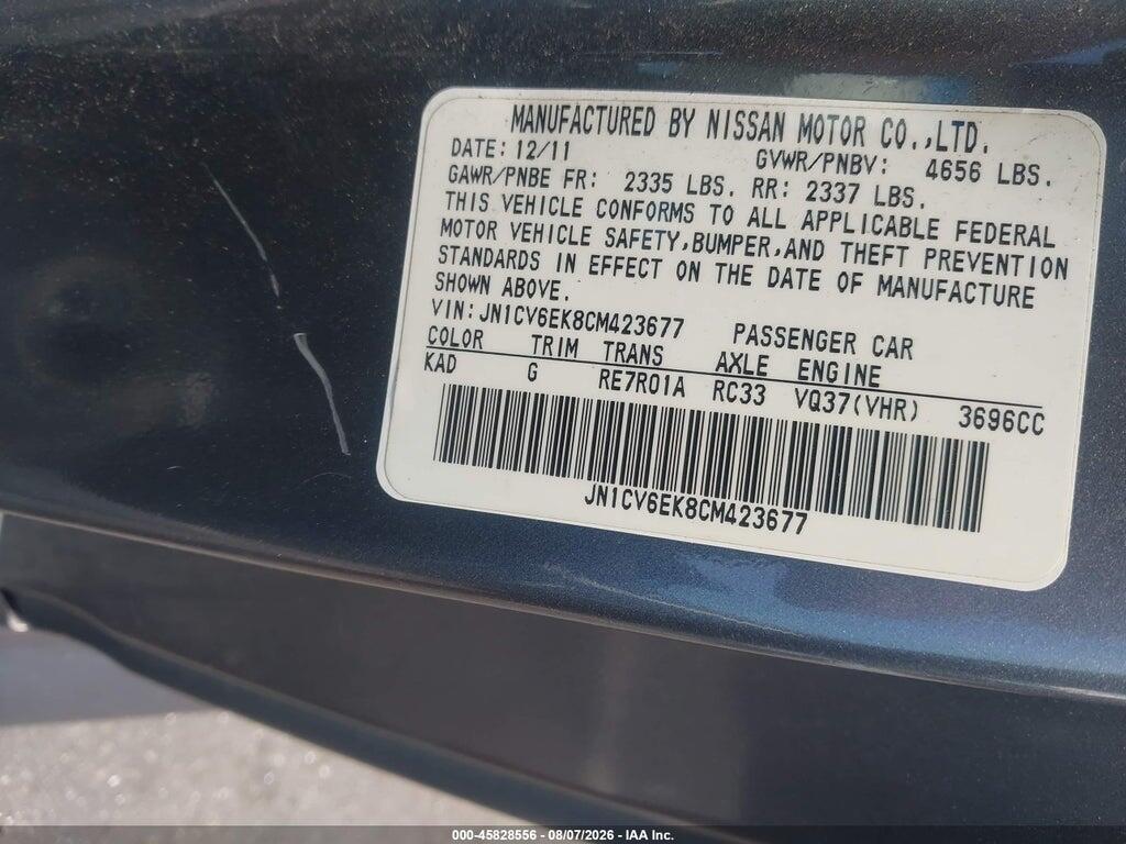 JN1CV6EK8CM423677 2012 INFINITI G37 photo no. 9