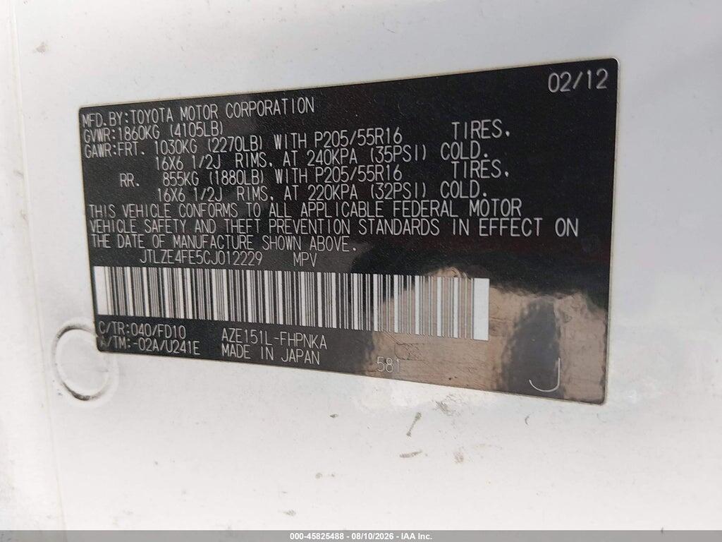 JTLZE4FE5CJ012229 2012 SCION XB photo no. 9