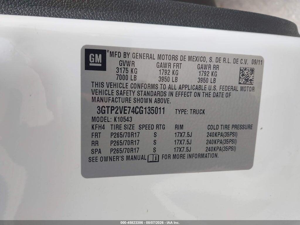 3GTP2VE74CG135011 2012 GMC SIERRA 1500 photo no. 9