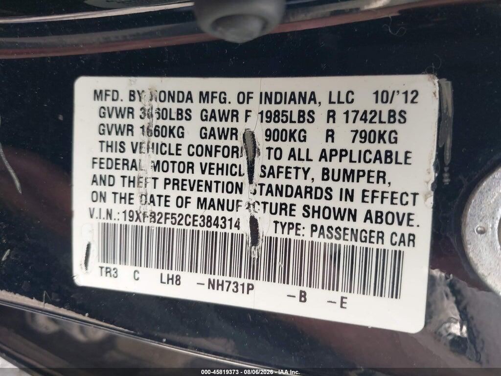 19XFB2F52CE384314 2012 HONDA CIVIC photo no. 9