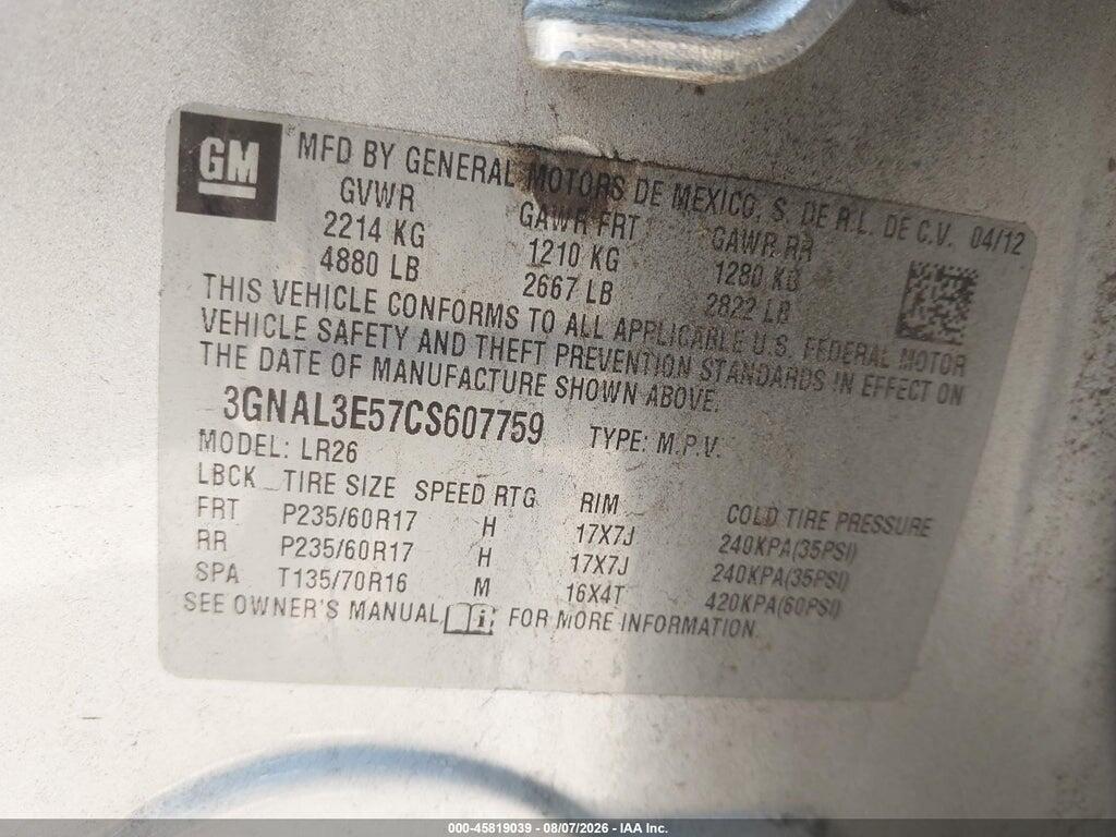 3GNAL3E57CS607759 2012 CHEVROLET CAPTIVA SPORT photo no. 9