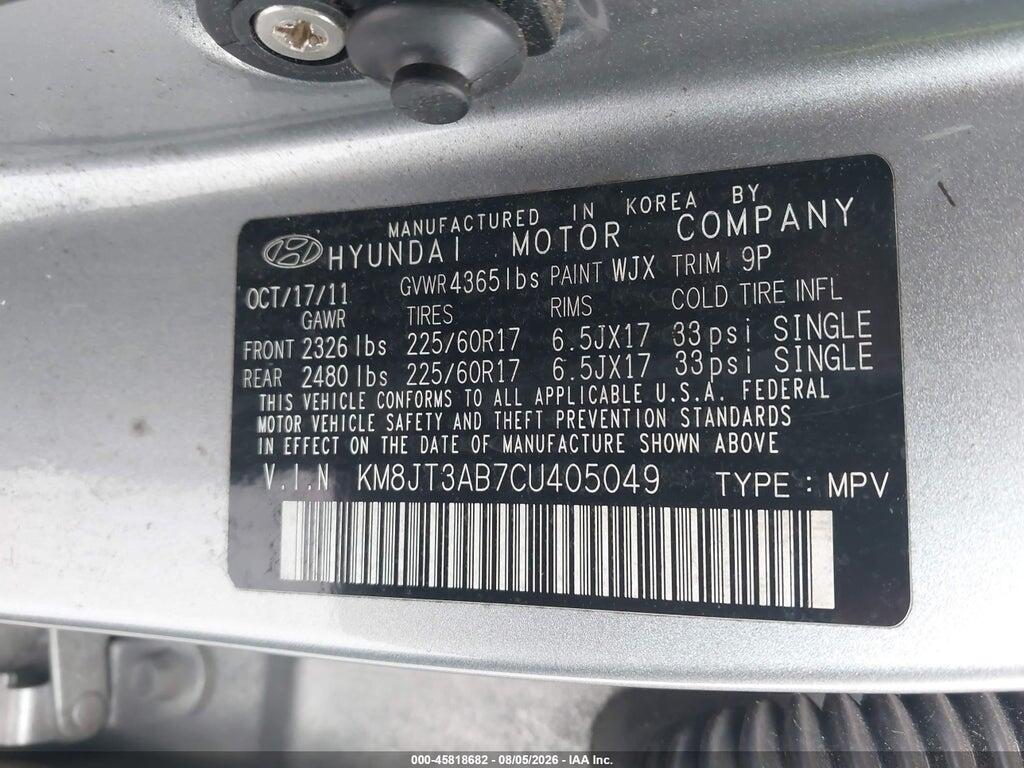 KM8JT3AB7CU405049 2012 HYUNDAI TUCSON photo no. 9