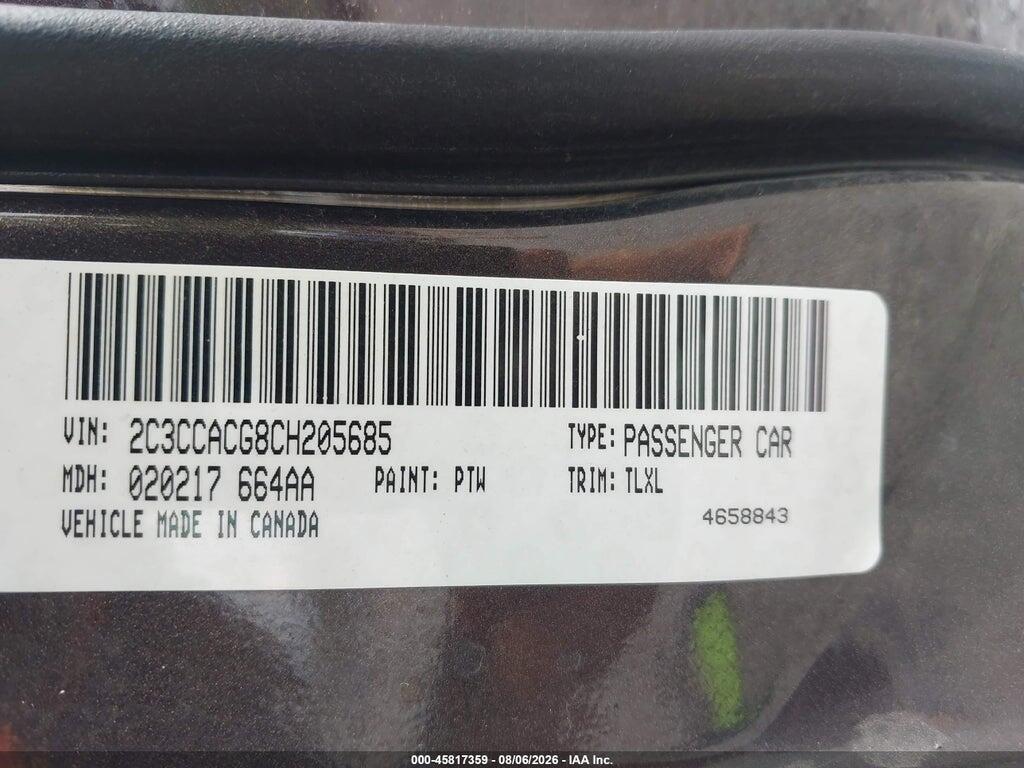 2C3CCACG8CH205685 2012 CHRYSLER 300 photo no. 9