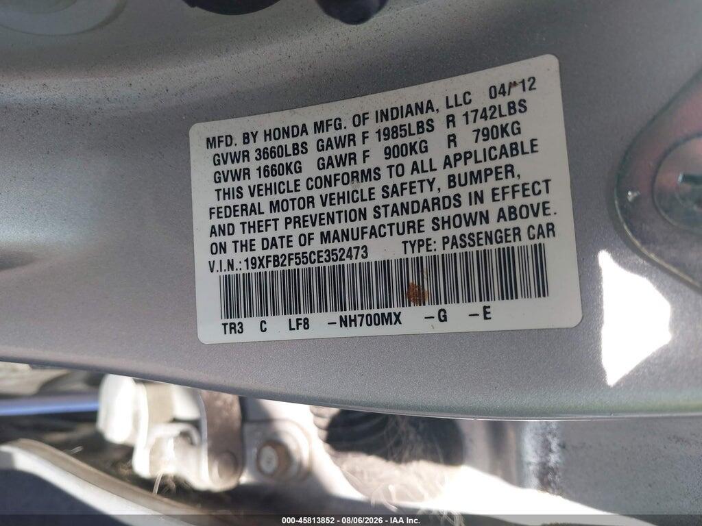 19XFB2F55CE352473 2012 HONDA CIVIC photo no. 9