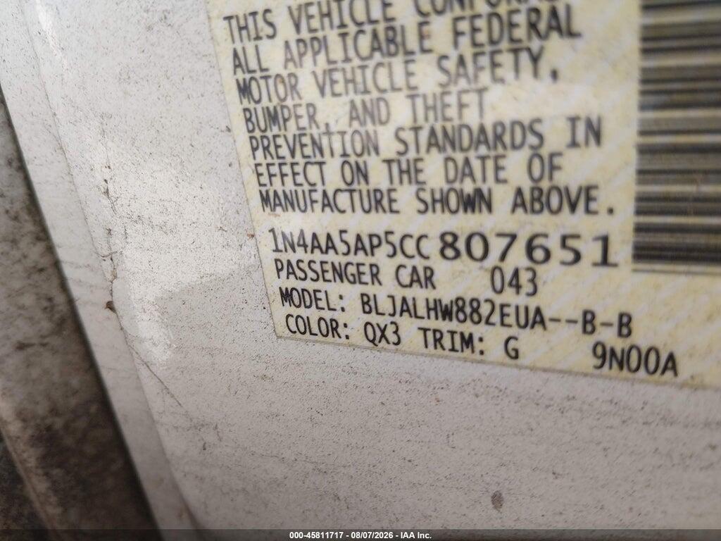 1N4AA5AP5CC807651 2012 NISSAN MAXIMA photo no. 9