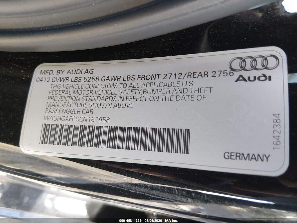 WAUHGAFC0CN161958 2012 AUDI A6 photo no. 9