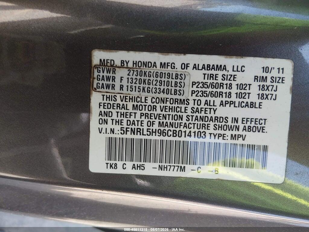 5FNRL5H96CB014103 2012 HONDA ODYSSEY photo no. 9