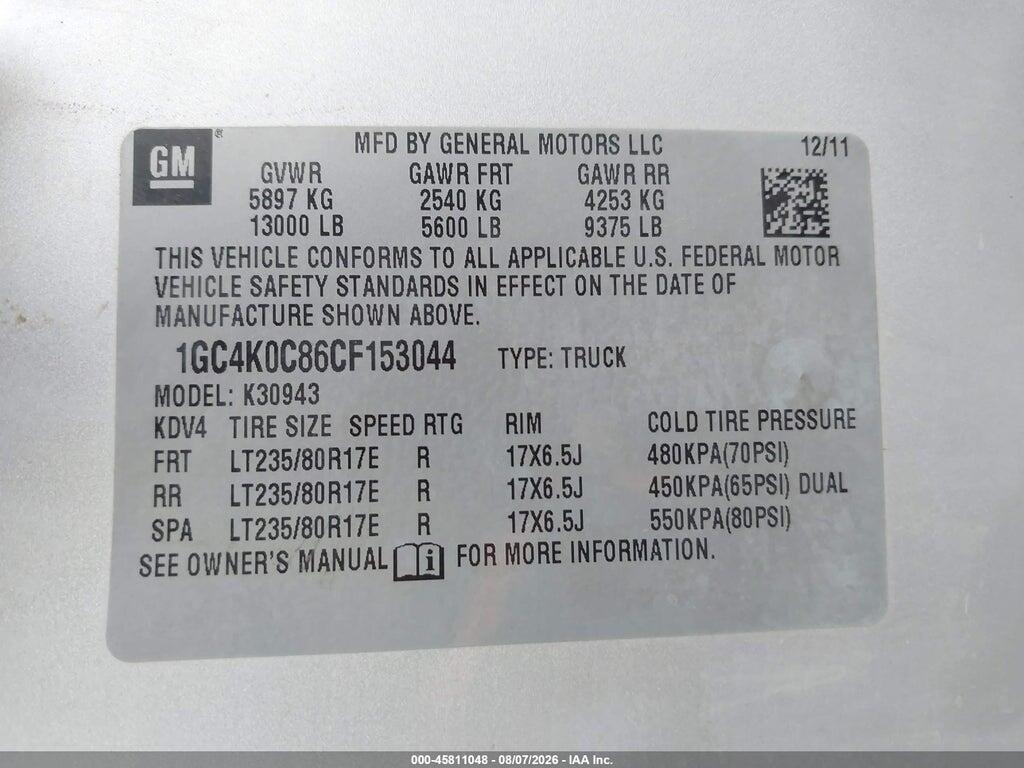 1GC4K0C86CF153044 2012 CHEVROLET SILVERADO 3500HD photo no. 8