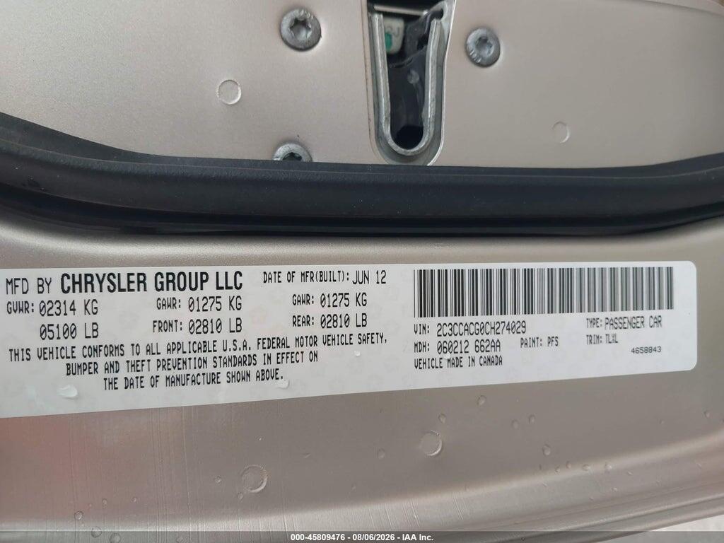 2C3CCACG0CH274029 2012 CHRYSLER 300 photo no. 9