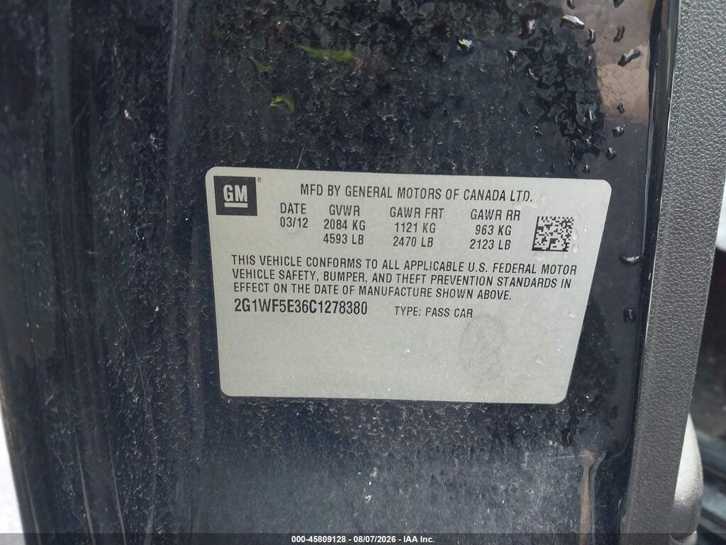 2G1WF5E36C1278380 2012 CHEVROLET IMPALA photo no. 9