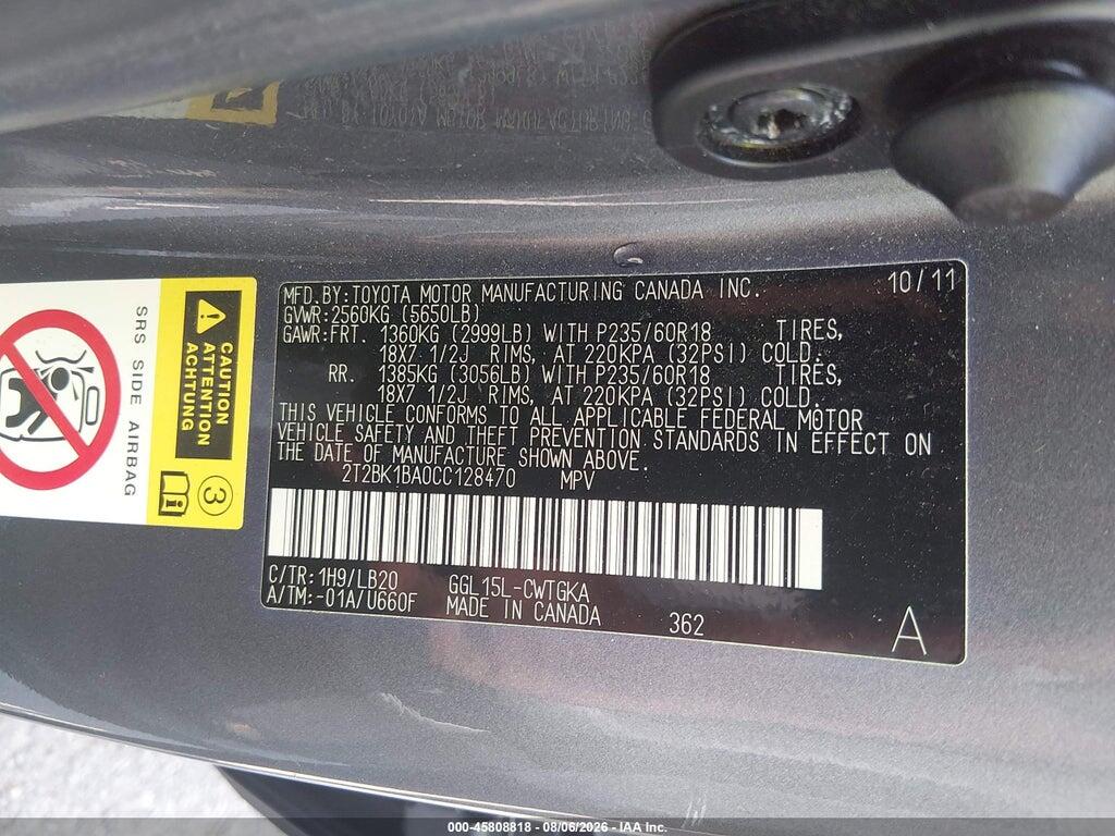 2T2BK1BA0CC128470 2012 LEXUS RX 350 photo no. 9