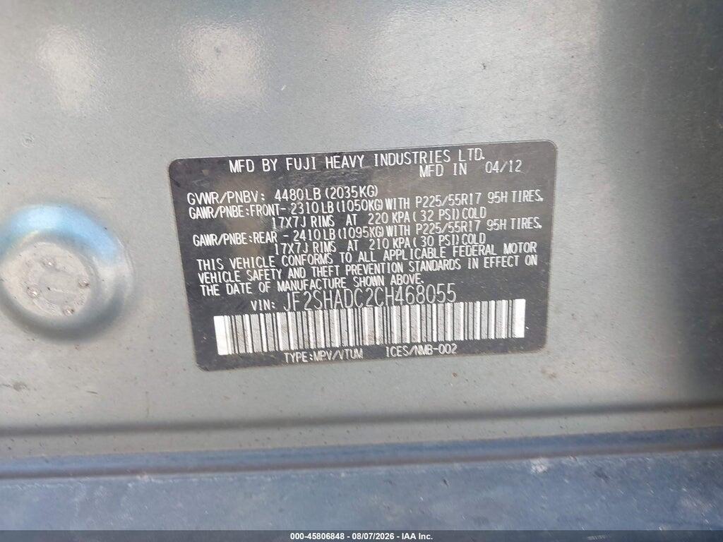 JF2SHADC2CH468055 2012 SUBARU FORESTER photo no. 9
