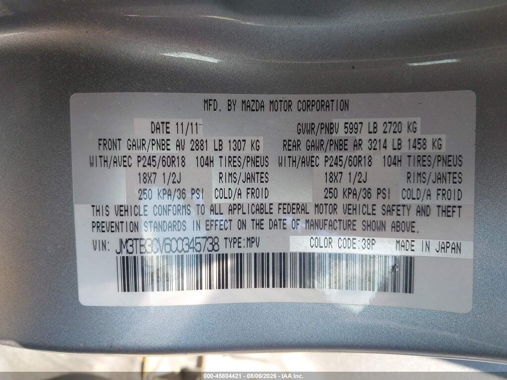 JM3TB3CV6C0345738 2012 MAZDA CX-9 photo no. 9
