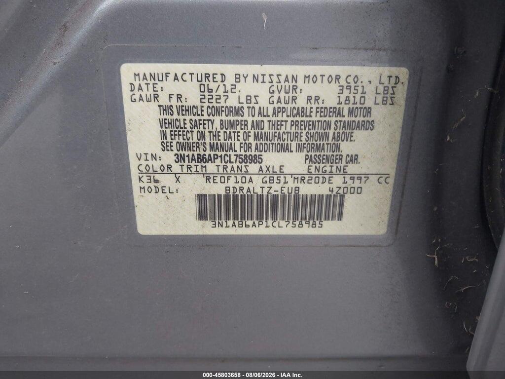 3N1AB6AP1CL758985 2012 NISSAN SENTRA photo no. 9