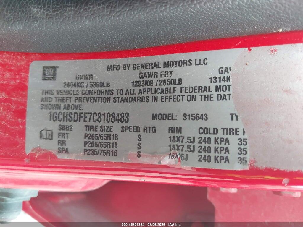 1GCHSDFE7C8108483 2012 CHEVROLET COLORADO photo no. 9