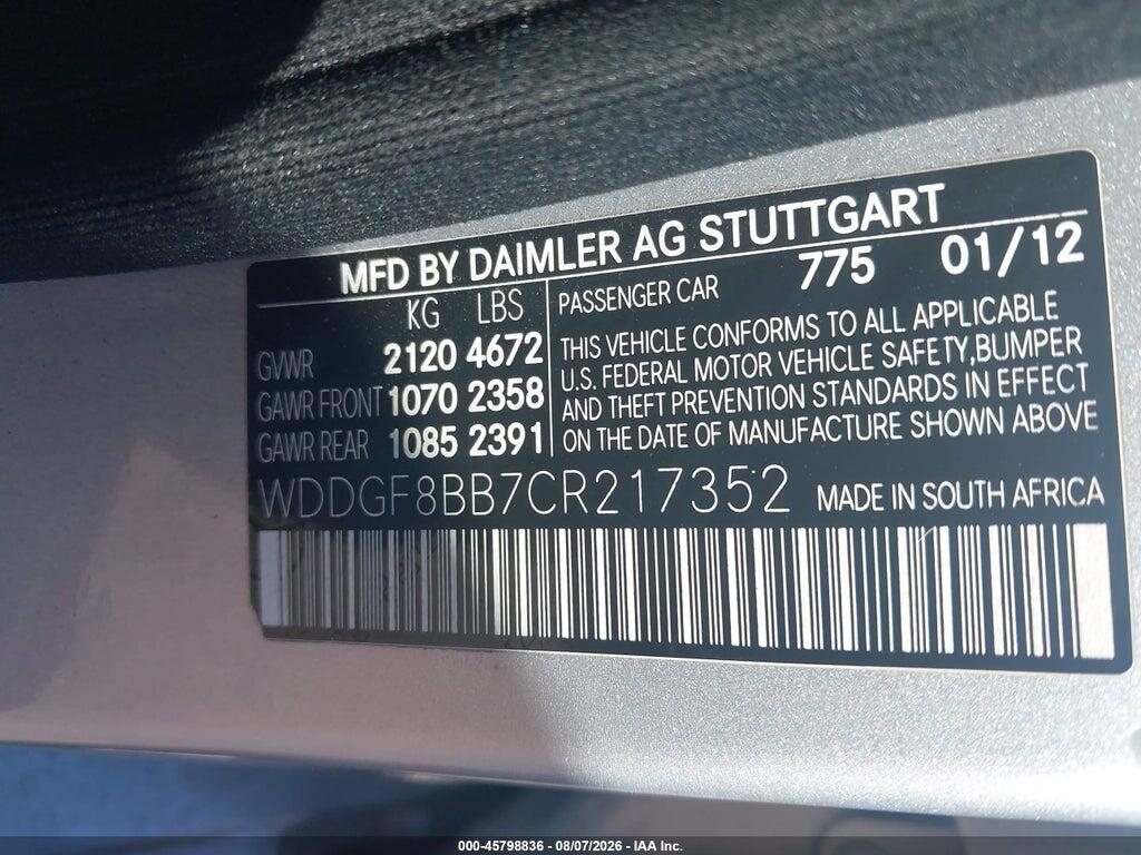 WDDGF8BB7CR217352 2012 MERCEDES-BENZ C 300 photo no. 9