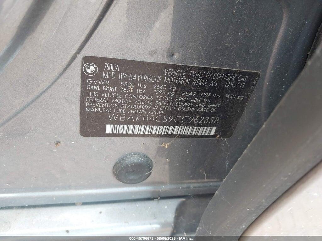 WBAKB8C59CC962838 2012 BMW 750LI photo no. 9