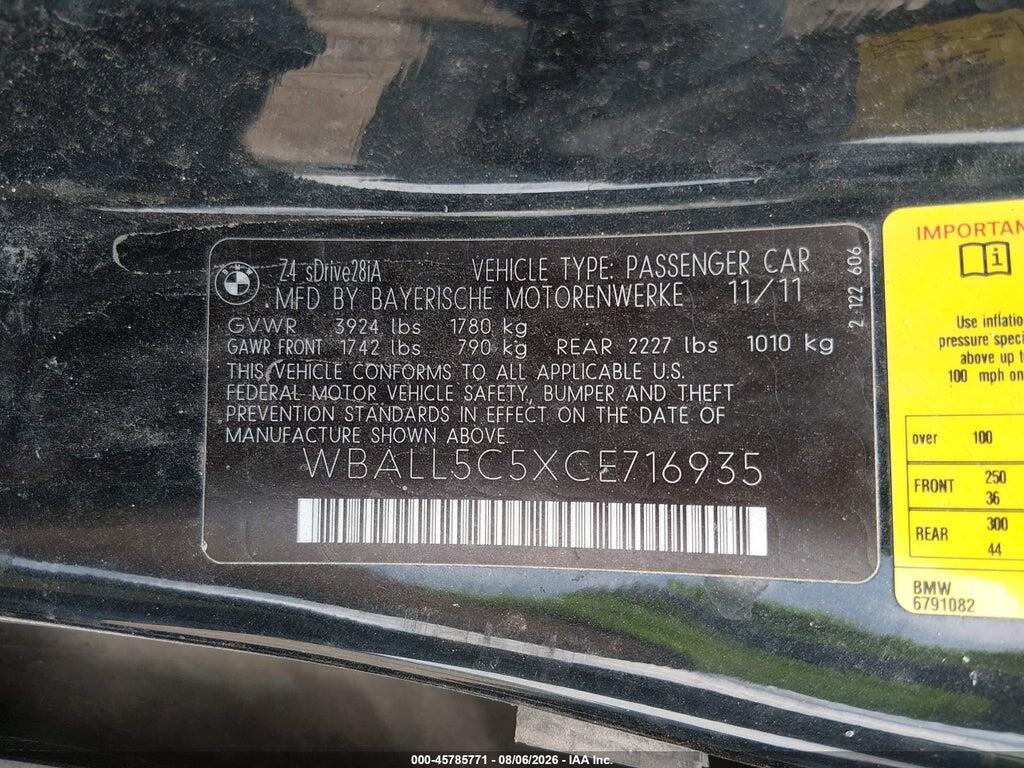 WBALL5C5XCE716935 2012 BMW Z4 photo no. 9