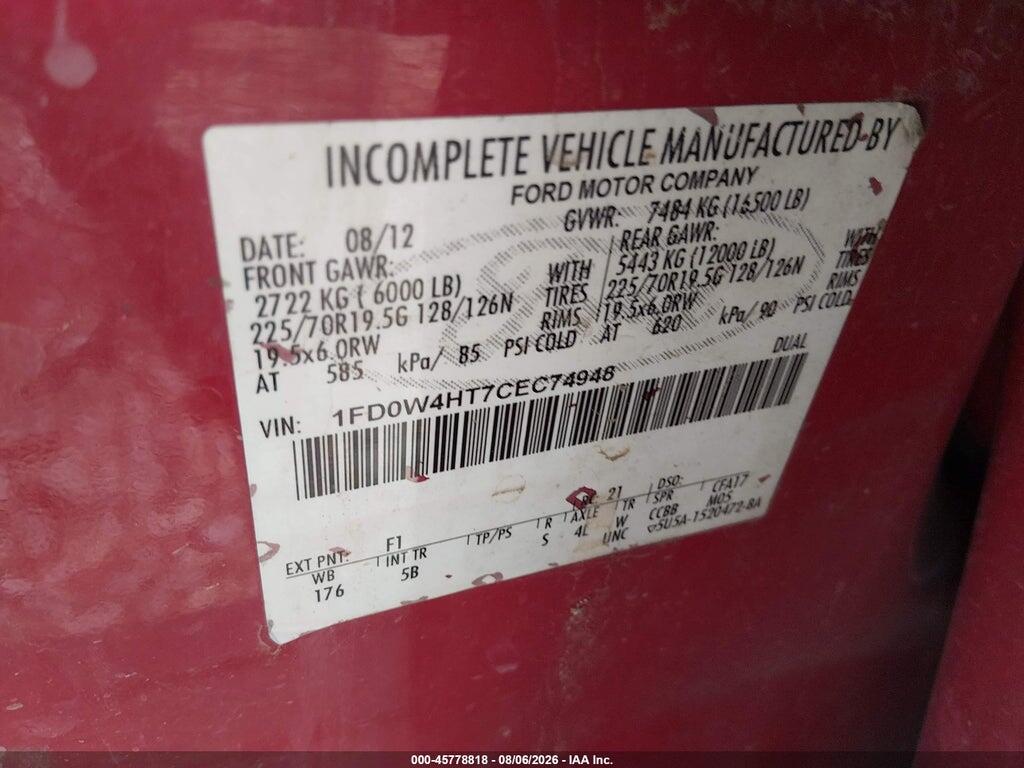 1FD0W4HT7CEC74948 2012 FORD F-450 CHASSIS photo no. 8